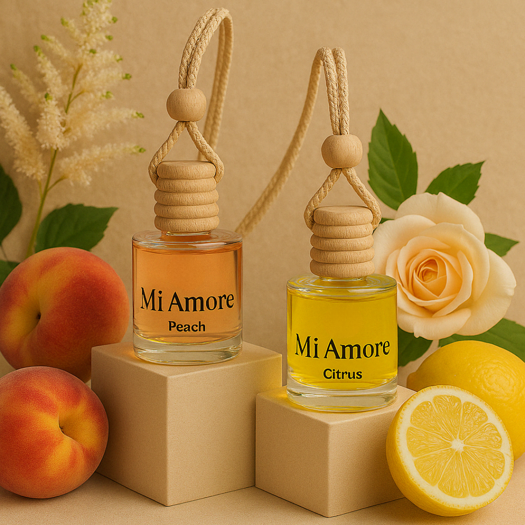 Peach and Citrus Car Diffuser Combo with Hanging Design and Natural Scents