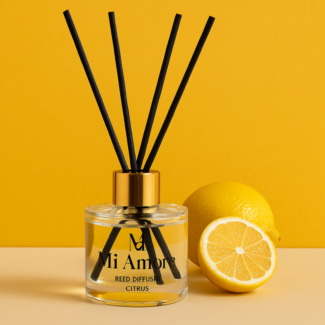 Natural reed diffuser with citrus, apricot, and musk for home fragrance